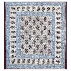 Pure 100% Cotton Double Bed Sheet With 2 Pillow Covers - 90 X 100 Inches, Blue & Maroon | Beautifully Handcrafted Traditional Bedsheets - Skin Friendly Fabric