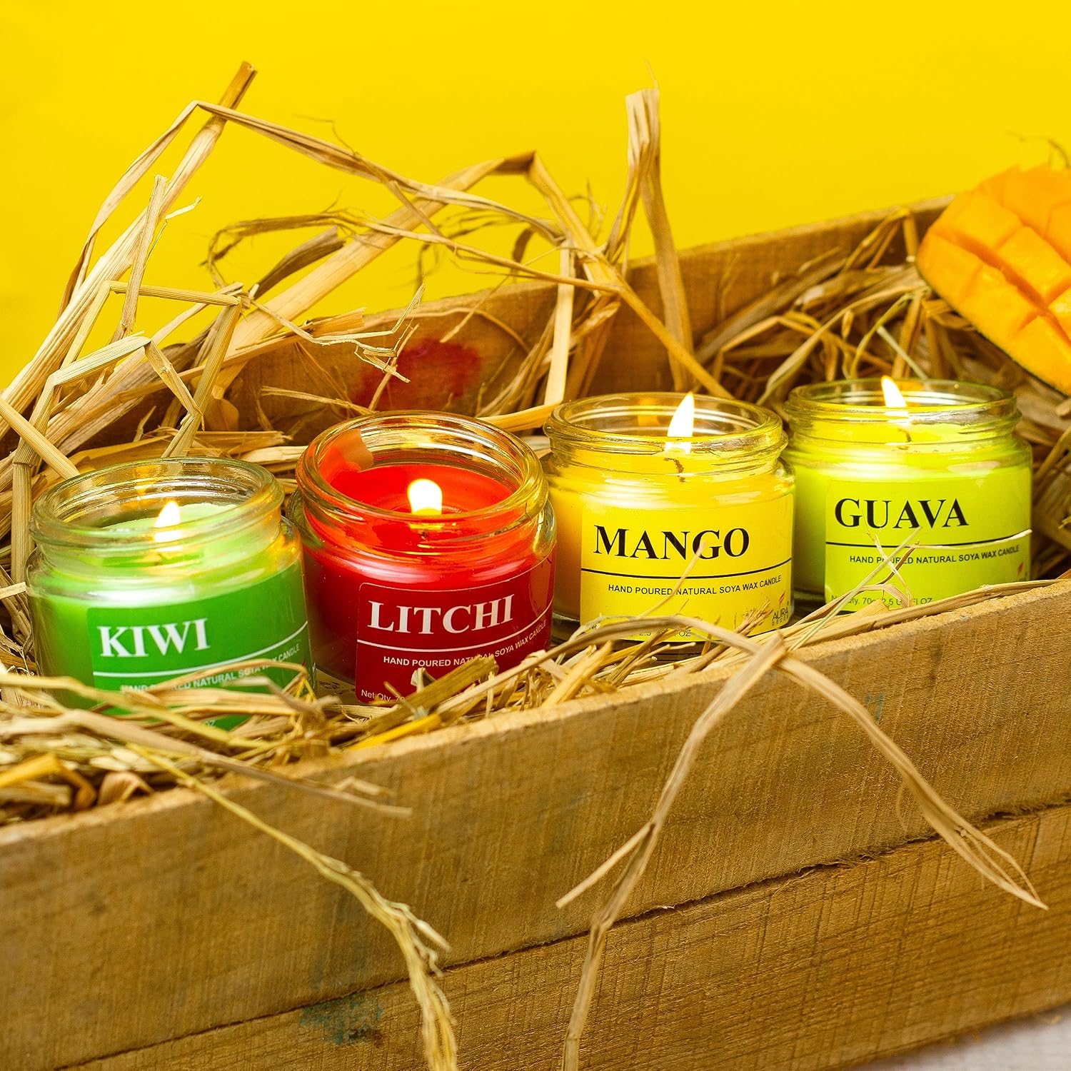 MANGO, LITCHI, GUAVA, KIWI FRUITY FRAGRANCE SOY WAX JAR CANDLE | VOTIVE CANDLE