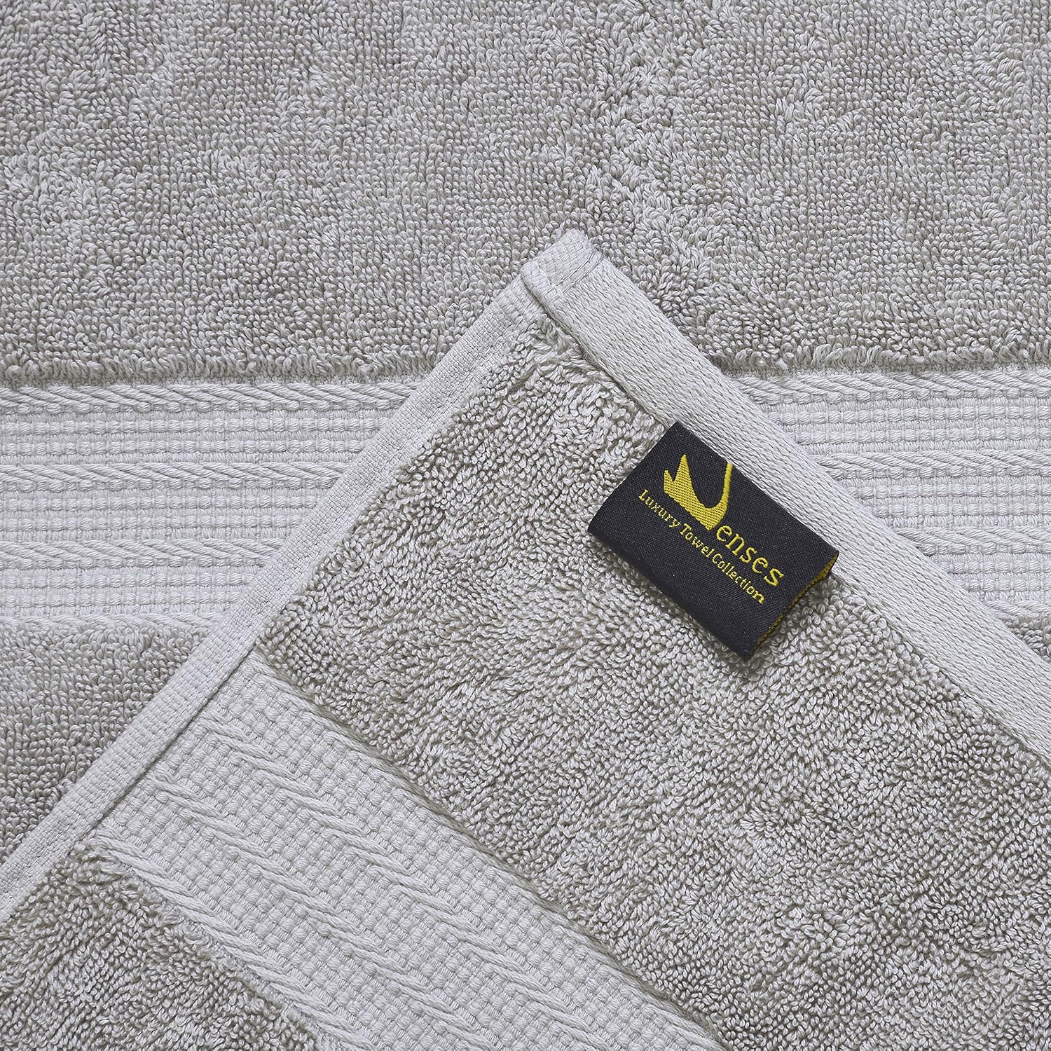 Senses By Riba 2 Bath + 2 Hand & 2 Wash Cloth Towel 1800 Gsm | All Cotton Premium Hotel & Spa Quality, Highly Absorbent Towel (Grey) - 6 Piece