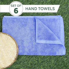 Heelium Bamboo Hand Towel 1200 Gsm | Ultra Absorbent & Anti-Bacterial 3x Softer Than Cotton Towels Pack Of 6 - Iris