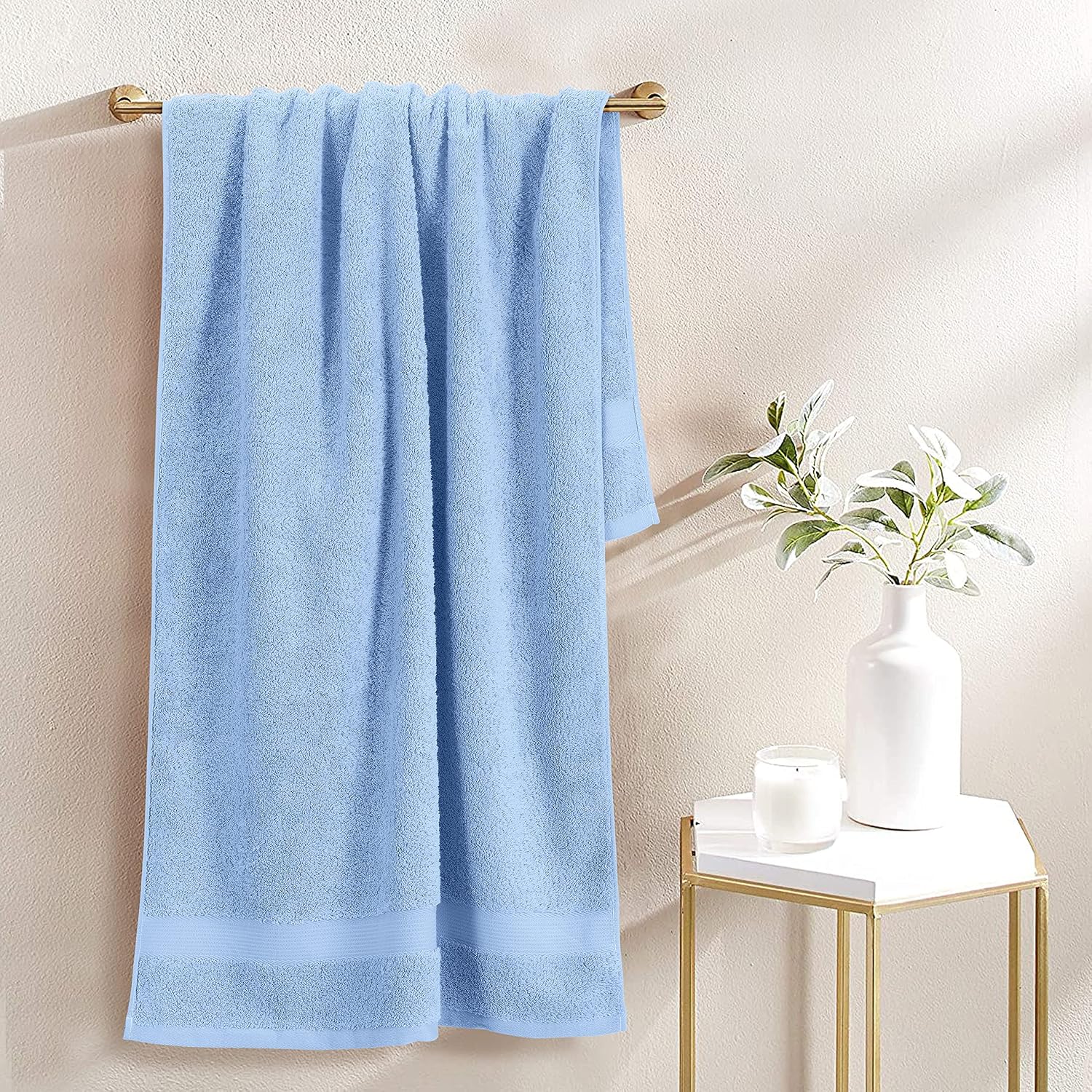 Spread Spain Cotton Bath Towels Large Size 600 Gsm | Ring Spun Bath Towel Soft & Absorbent Bath Towel For Men & Women (Blue)
