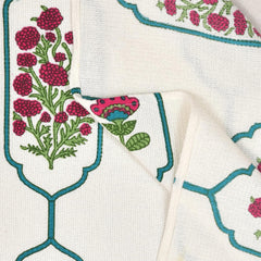 Easygoods Waffle Bath Towel Beautiful Pure Cotton Hand Block Printed Soft Water Absorbent Floral Printed Towels 250 Gsm (Sea Green)
