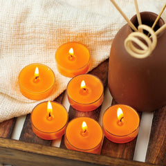 AMBER QUARTZ & OUDH | SOY WAX ACRYLIC TEALIGHT CANDLE PACK OF 12 | TIME 4 HOURS