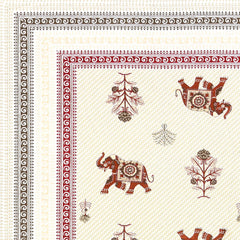Bedsheet For Queen Bed With 2 Pillow Covers - 90 X 108 Inches, Cream & Maroon | Pure Cotton Traditional Jaipuri Printed | Ideal For Both Everyday Use & Special Events