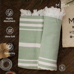 Mush 100% Bamboo Large Bath Towel 280 Gsm | Ultra Soft, Absorbent, Light Weight, & Quick Dry Towel For Bath, Travel, Gym, Beach, Pool & Yoga (Green) 250 Tc