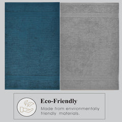 Fresh From Loom Luxury Fur Collection Hand Towel 500 Gsm Napkins Cotton High Absorbency Double Stitched Size (Denim & Light Grey) - Set Of 4