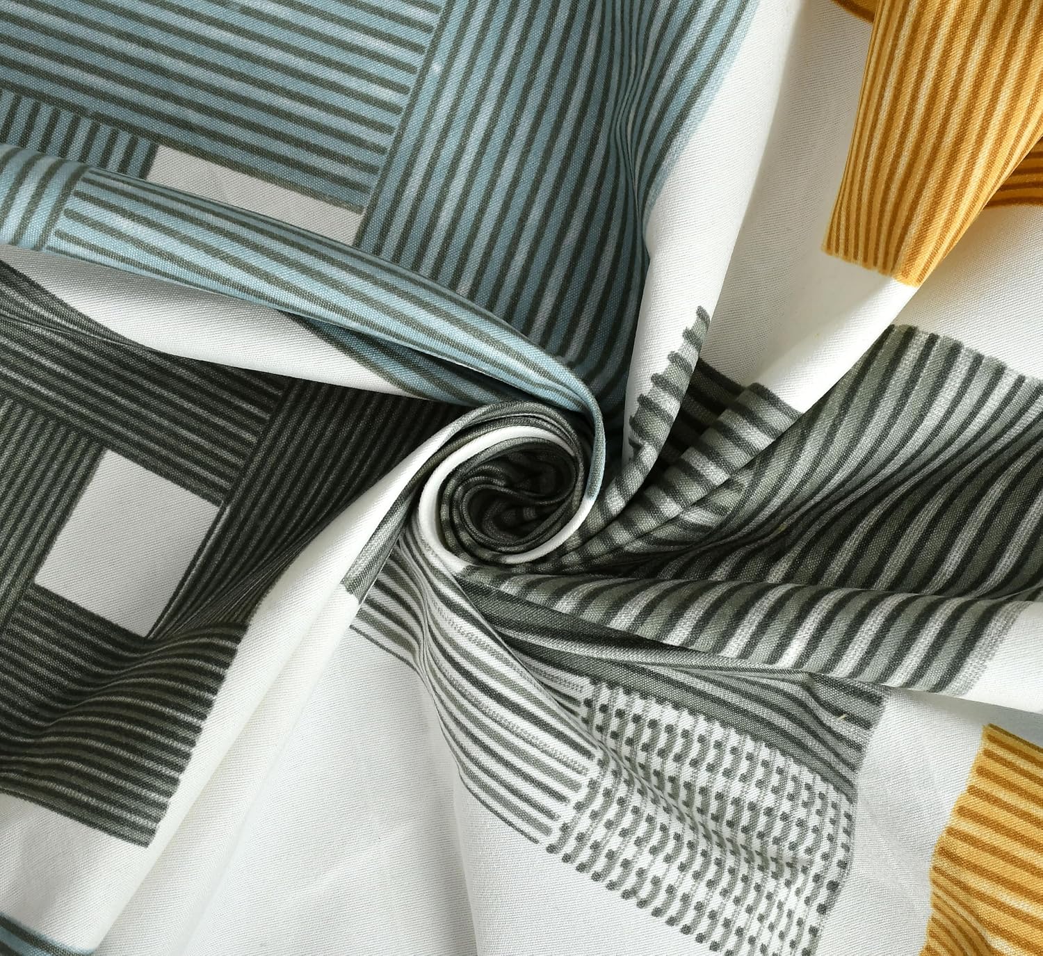 1 Double Bedsheet With 2 Pillow Covers Size 60 X 78 X 8 Inches, Grey & Yellow | Cotton Feel All Around Elastic Fitted - Queen Size Bedsheets, Super Soft