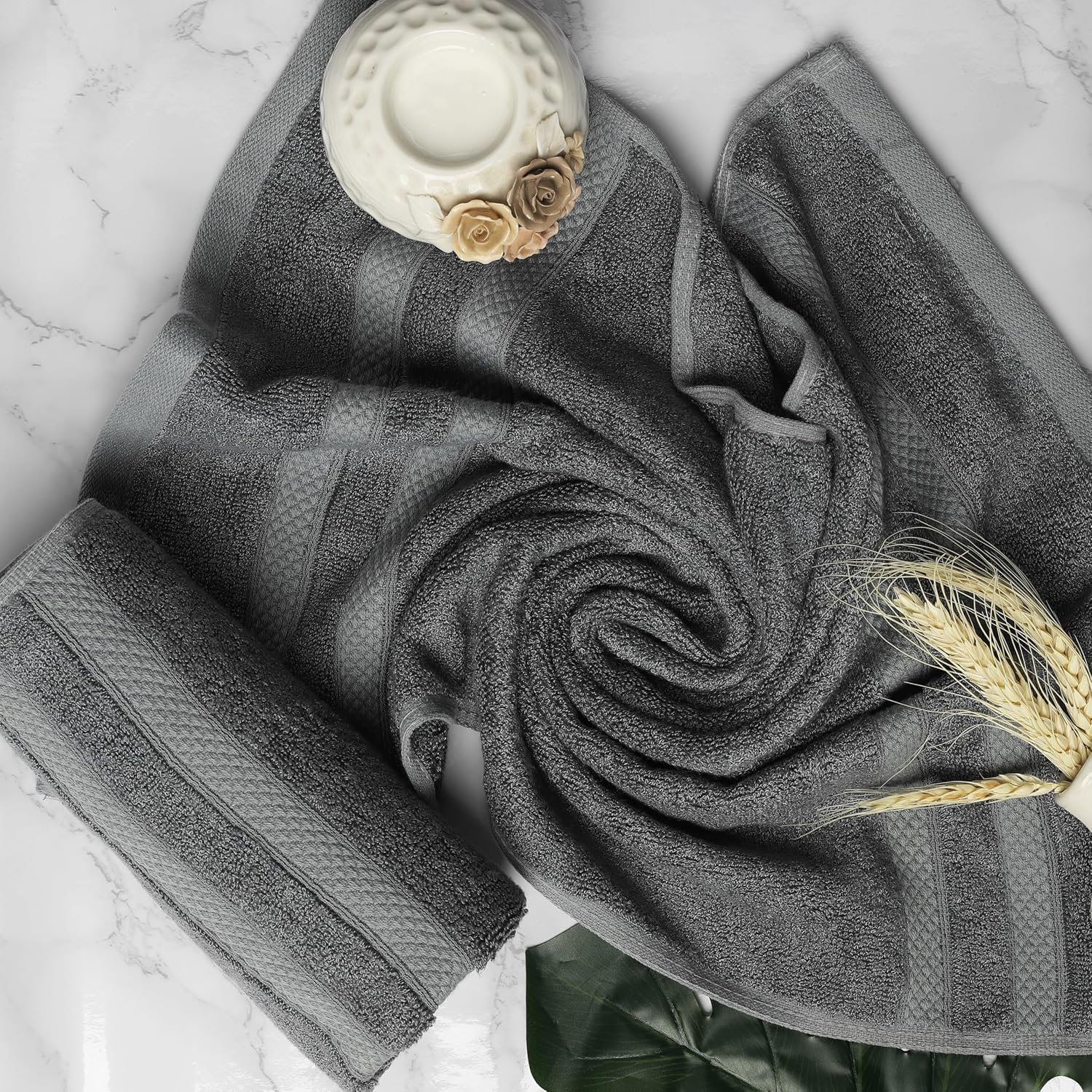 Velve 100% Bamboo Face Towel 600 Gsm | 2x Softer & Absorbent Than Cotton Towels | Skin Friendly With Non-Toxic Colors (Grey & Pink)- Pack Of 2