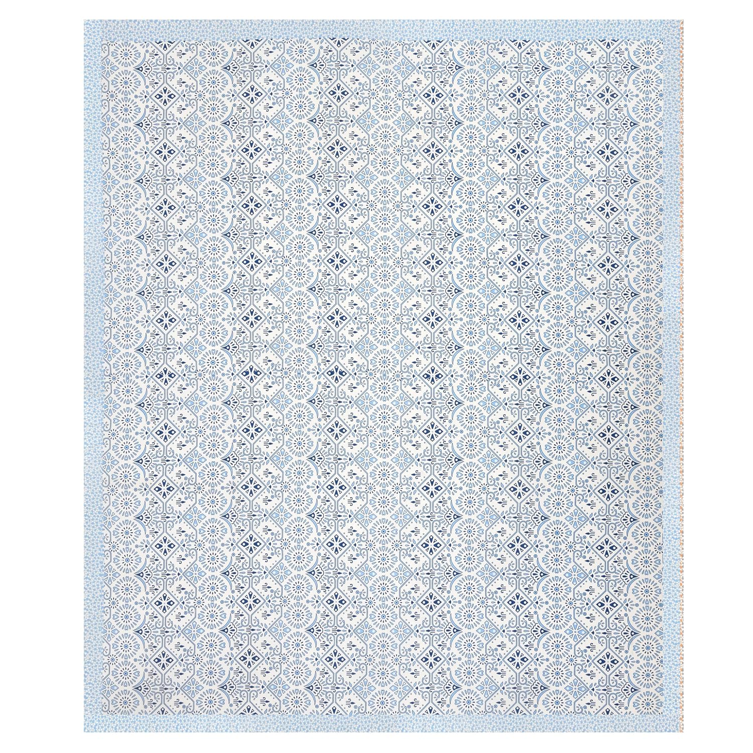 1 Queen Size Bedsheet For Double Bed With 2 Pillow Covers (90 X 108 Inches) Blue & White | Premium Cotton Material - Ideal For House, Hotel, Guest House