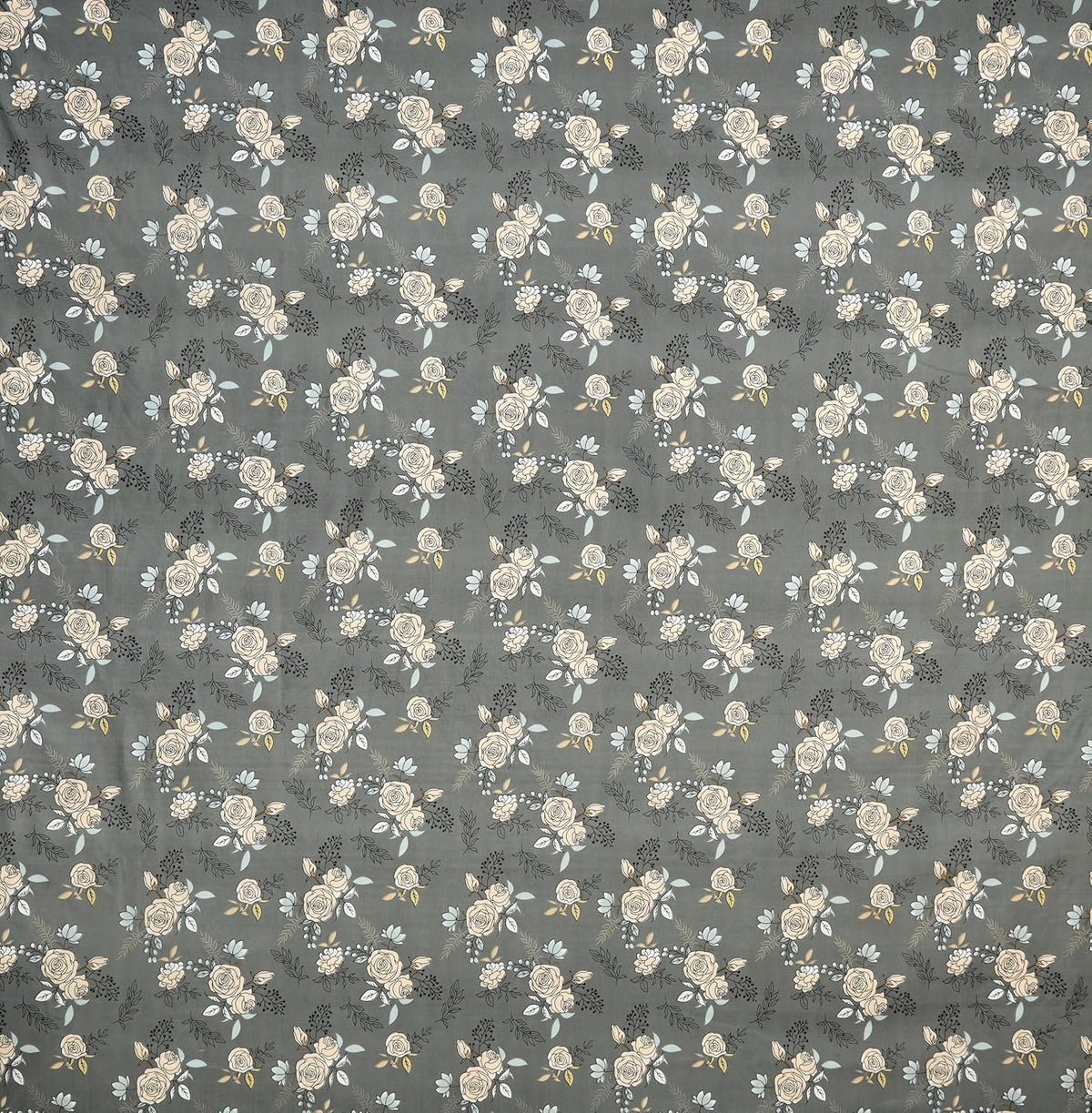 Printed Double Bedsheet With 2 Pillow Cover - 72 X 78 X 6 Inches, Dark Grey | All Around Elastic Fitted Bedsheet | Super Soft Polycotton With 200 Thread Count