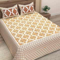 100% Cotton Jaipuri Bedsheet For King Size (90 X 103 Inches, Yellow) With 2 Pillow Covers | Perfect For Everyday Use, Guest Rooms, Or Gifting On Special Occasions