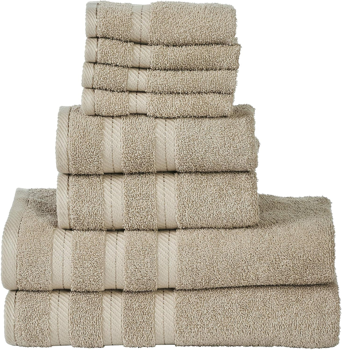 Senses By Riba 2 Bath + 2 Hand + 4 Face Cloths Towel 1.6 Kg (Taupe) - Pack Of 8