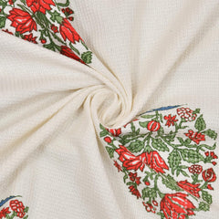 Easygoods Waffle Bath Towel Beautiful Pure Cotton Hand Block Printed Soft Water Absorbent Floral Printed Towels 250 Gsm (Water Blue)
