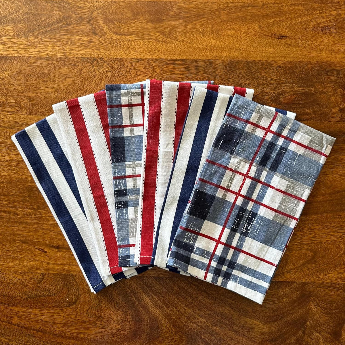 Oak & Lily 100% Cotton Kitchen Napkins Dish Towels 450 Gsm | Premium European Quality Washable, Large Size Kitchen Cloth For Roti, Cleaning, Drying | White & Grey (Set Of 6)