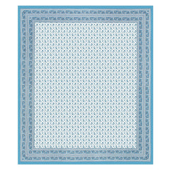 1 Queen Size Bedsheet For Double Bed With 2 Pillow Covers (90 X 108 Inches) White & Sky Blue | Beautiful Printed Designs - Breathable 100% Cotton Bedsheet Comfortable