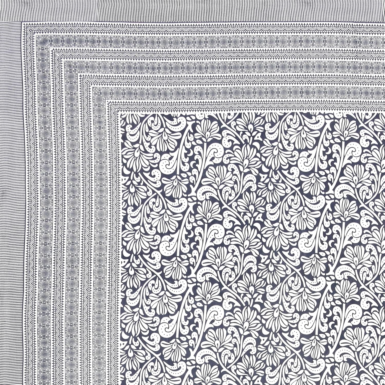 Pure Cotton King Size Bedsheet 2 Matching Pillow Covers | 100x108 Inches, White & Blue | Traditional Jaipuri Printed Bedsheet | Ideal Wedding Gift, Housewarming, Special Occasion Surprise