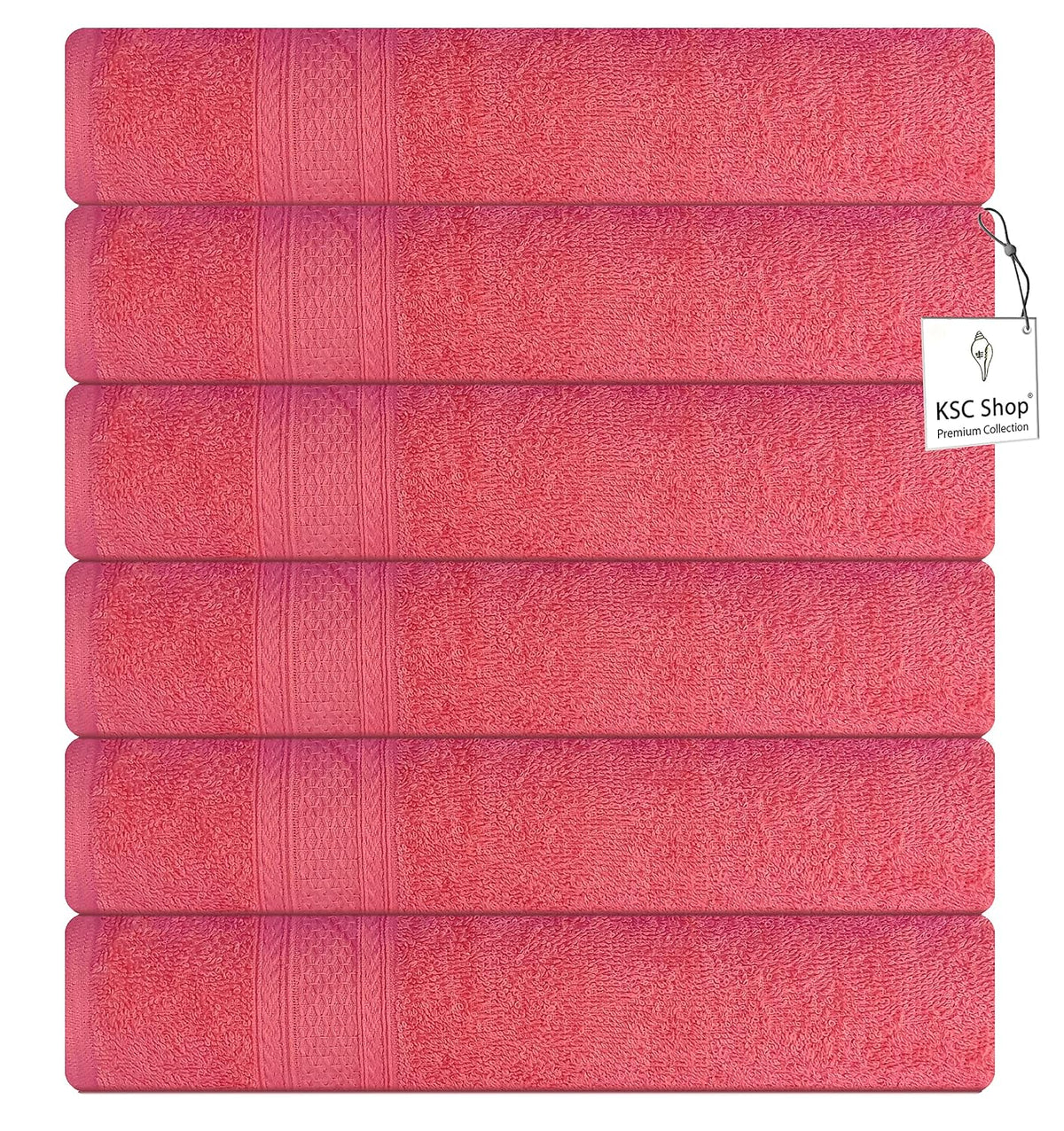 Ksc Shop Royal Cotton Hand Towel 750 Gsm - Set Of 6 (Peach)