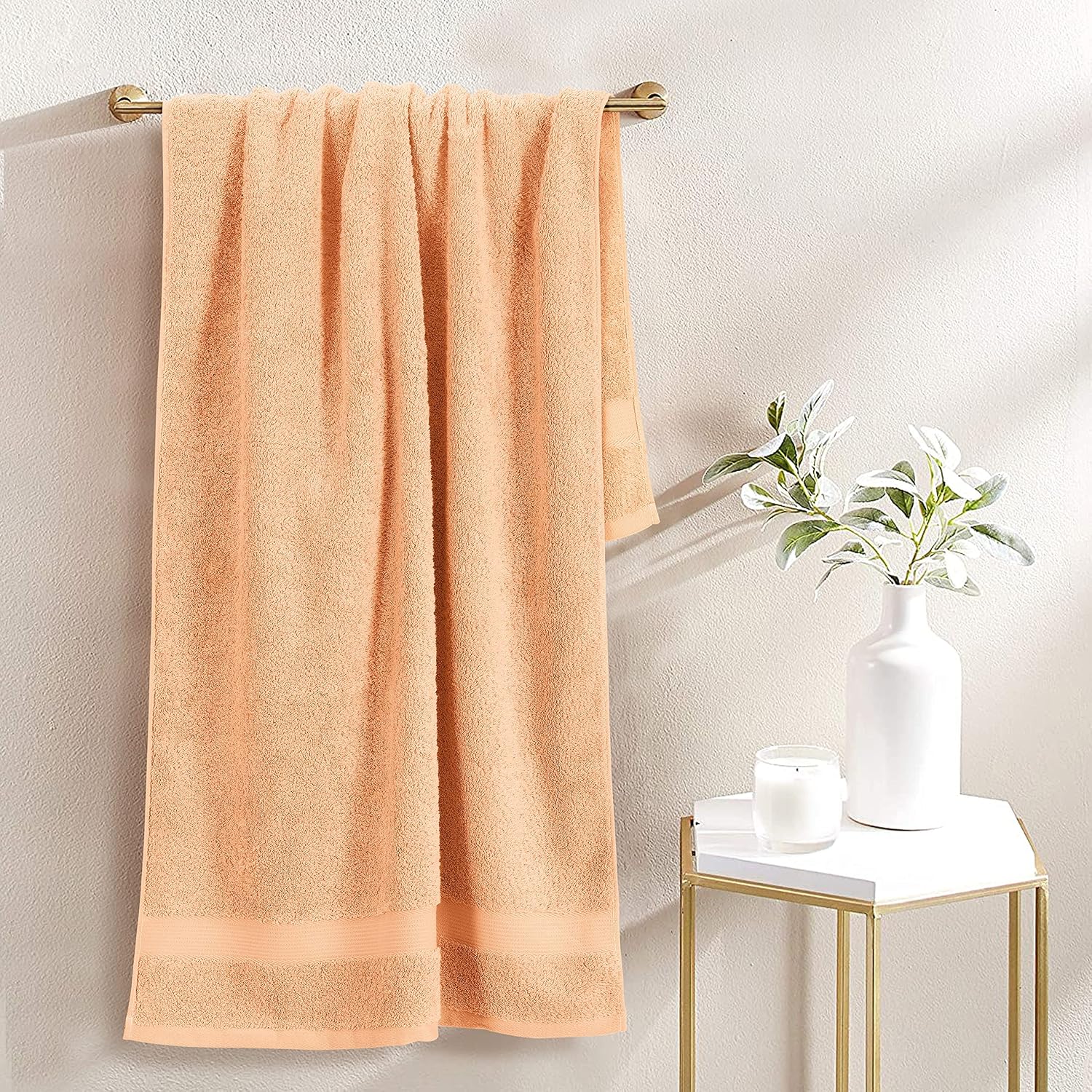 Spread Spain Cotton Bath Towels Large Size 600 Gsm | Ring Spun Bath Towel Soft & Absorbent Bath Towel For Men & Women (Orange)