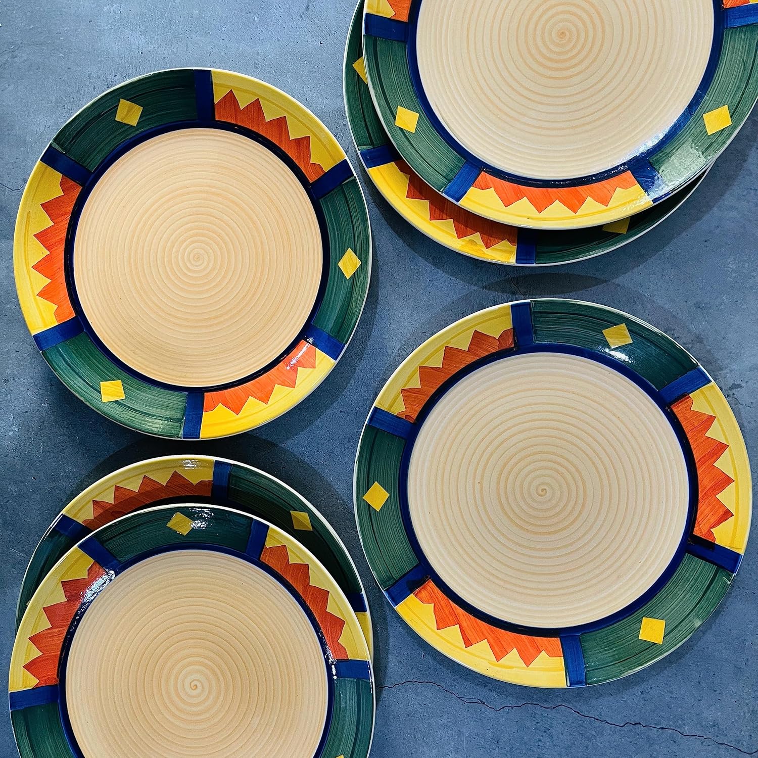 Boho Fiesta Hand Painted Ceramic Dinner Set - 12 Pieces, Multicolor | 6 Dinner Plates + 6 Katori Serving Bowls, 180ml Each Dinnerware Set | Serving For 6, Microwave Safe & Dishwasher Safe