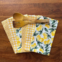 Oak & Lily 100% Cotton Kitchen Napkins Dish Towels 450 Gsm | Premium European Quality Washable, Large Size Kitchen Cloth For Roti, Cleaning, Drying | Yellow (Set Of 6)