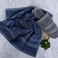 Velve 100% Bamboo Hand Towel 600 Gsm | Premium Small Towels For Gym & Everyday Use | Ultra Soft, Absorbent | Royal Blue & Grey (Set Of 2)
