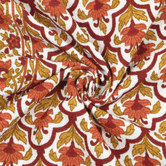 Easygoods Waffle Bath Towel Beautiful Pure Cotton Hand Block Printed Soft Water Absorbent Floral Printed Towels 250 Gsm (Carrot Red)