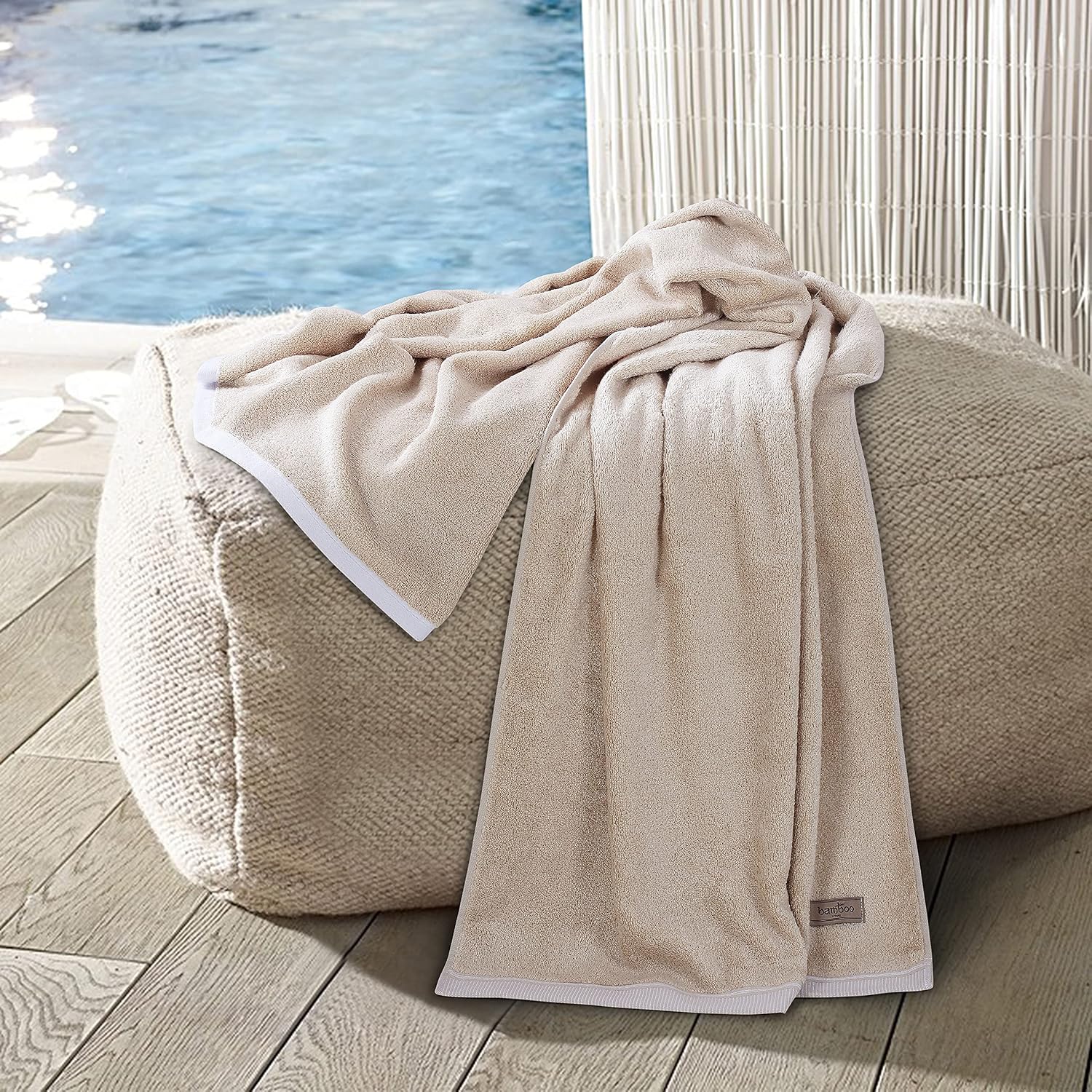 Spread Spain 100% Bamboo Face Towel 360 Gsm | Ultra Soft Absorbent, Quick Dry Towels For Facewash, Gym, Sports, Travel, Suitable For Acne Prone Skin | Pack Of 2 (Sand)