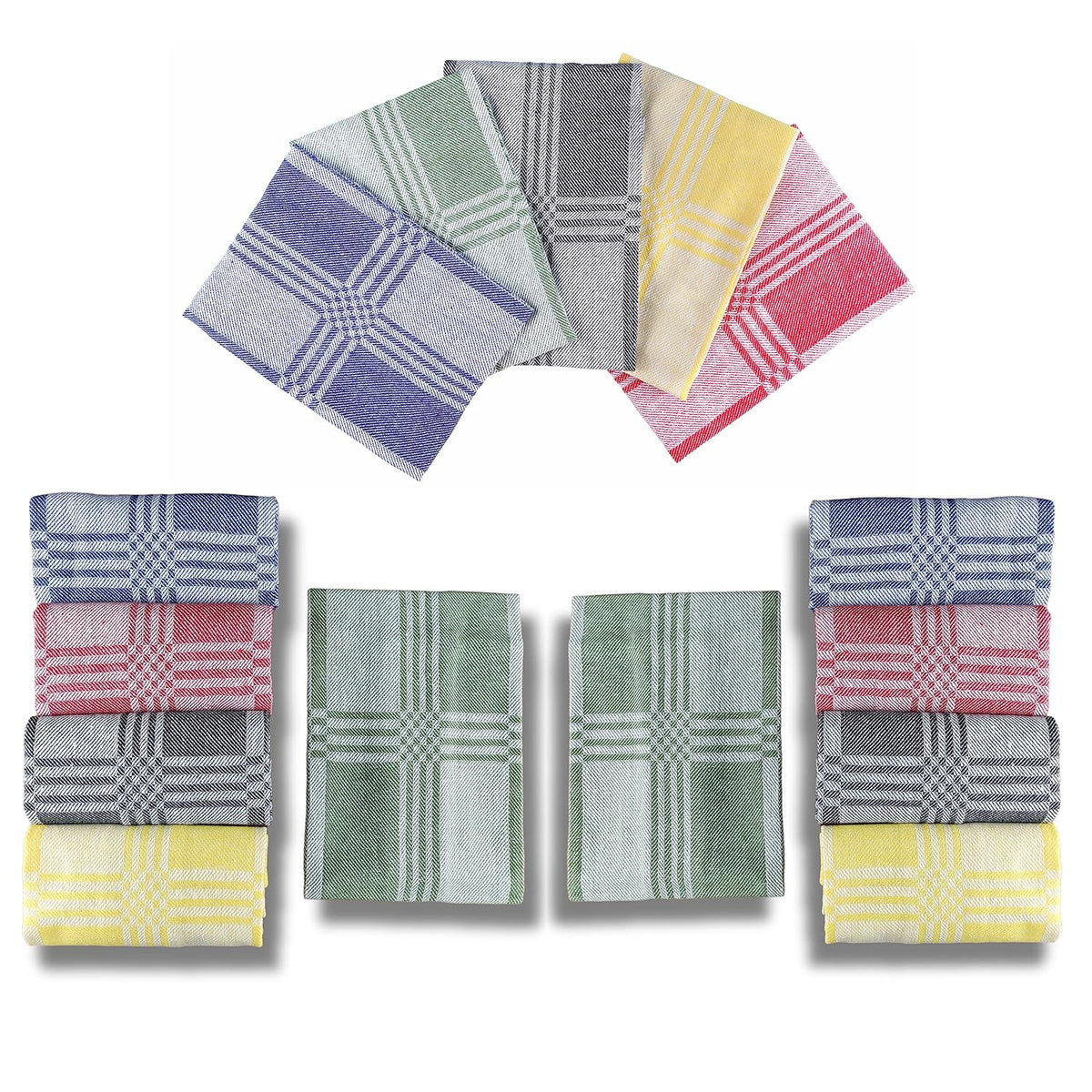 Sami Studios Kitchen Cotton Towels 450 Gsm | Highly & Absorbent For Kitchen Cleaning & Quick Drying Elegant Waffle Checks X-Large Towel (Set Of 10) -Multicolor