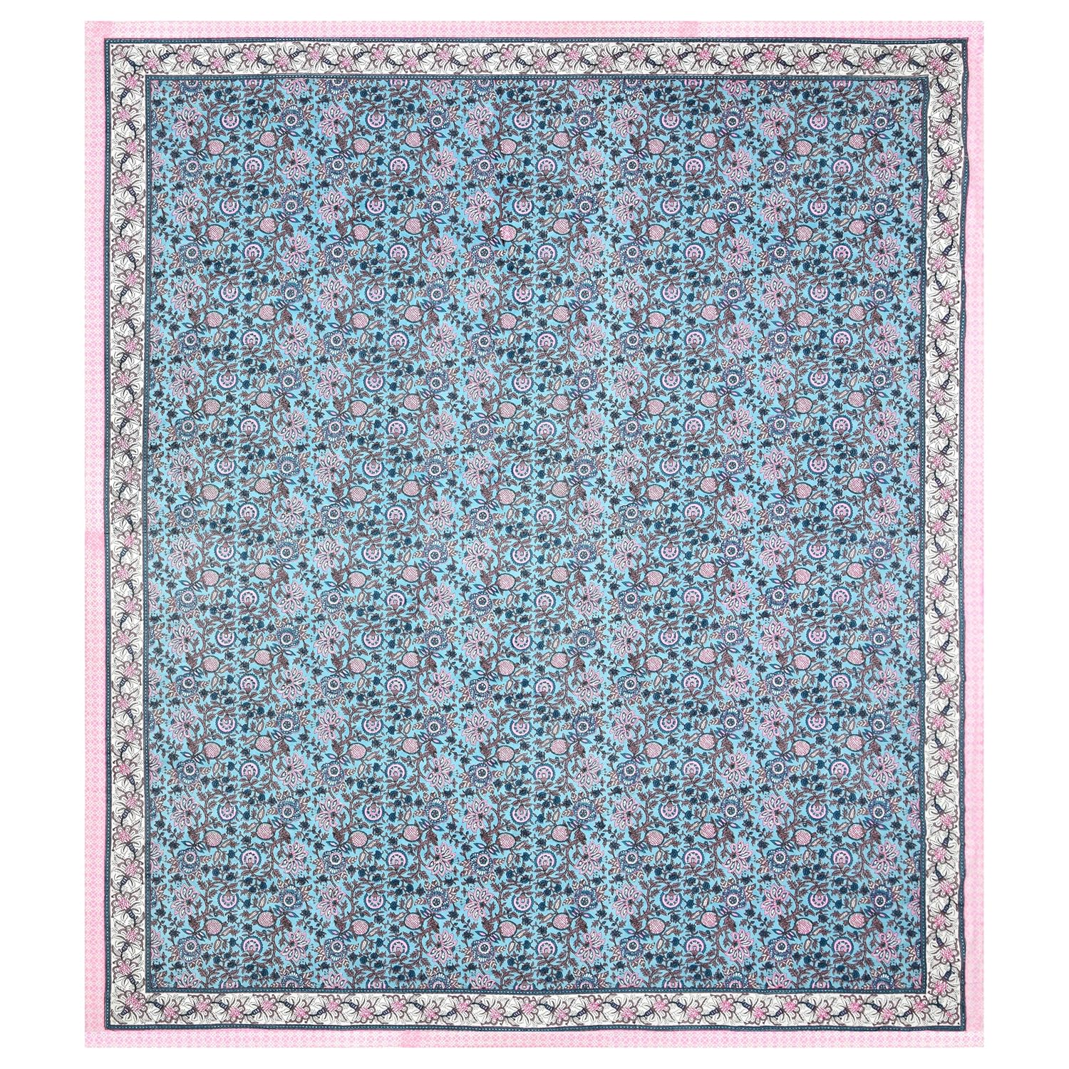 Pure Cotton King Size Bedsheet 2 Matching Pillow Covers | 100x108 Inches, Multicolor | Traditional Jaipuri Printed Bedsheet | Ideal Wedding Gift, Housewarming, Special Occasion Surprise