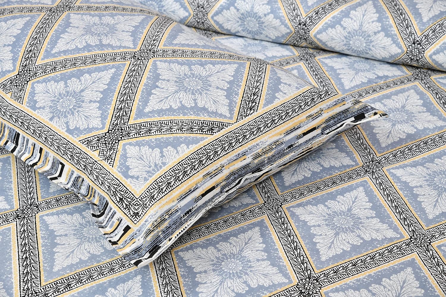 Printed Cotton King Size Bedsheet With 2 Pillow Cover - 90 X 108 Inches, Teal | Long Lasting Softness | Ideal For Regular Home Use | 144 Thread Count