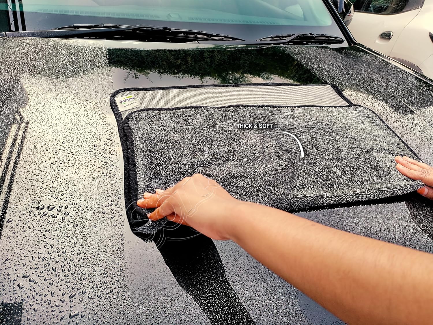 Softspun Microfiber Cloth Towel 400 Gsm | Extra Thick Microfiber Cleaning Cloths Perfect For Bike, Auto, Cars Both Interior & Exterior (Grey)- Pack Of 1