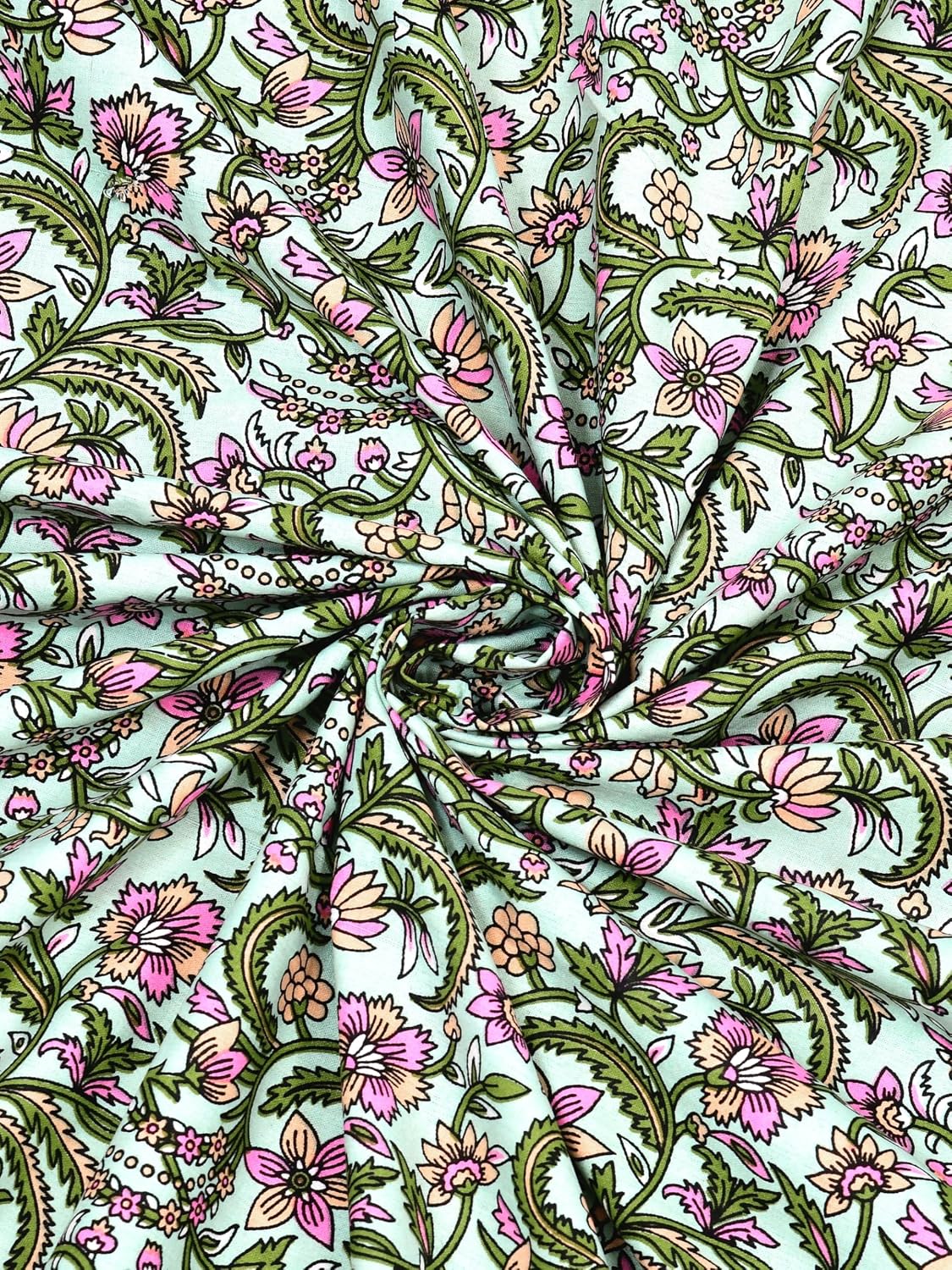 Jaipuri Bedsheet For Double Bed With 2 Pillow Covers - 90 X 108 Inches, Green | Pure Cotton Bedsheet King Size Bed | Soft & Breathable Fabric