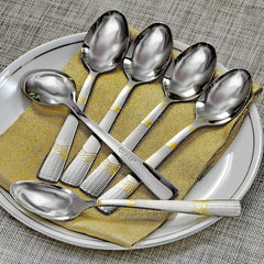 High Grade Stainless Steel Lush 6 Pcs Dinner Spoon, Silver | Durable, Rust Free & Dishwasher Friendly