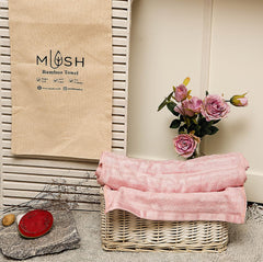 Mush Bamboo 100% Bamboo Hand Towel 600 Gsm | Ultra Soft, Absorbent & Quick Dry Towel For Daily Use Gym, Pool, Travel, Sports & Yoga - Set Of 2 (Pink)