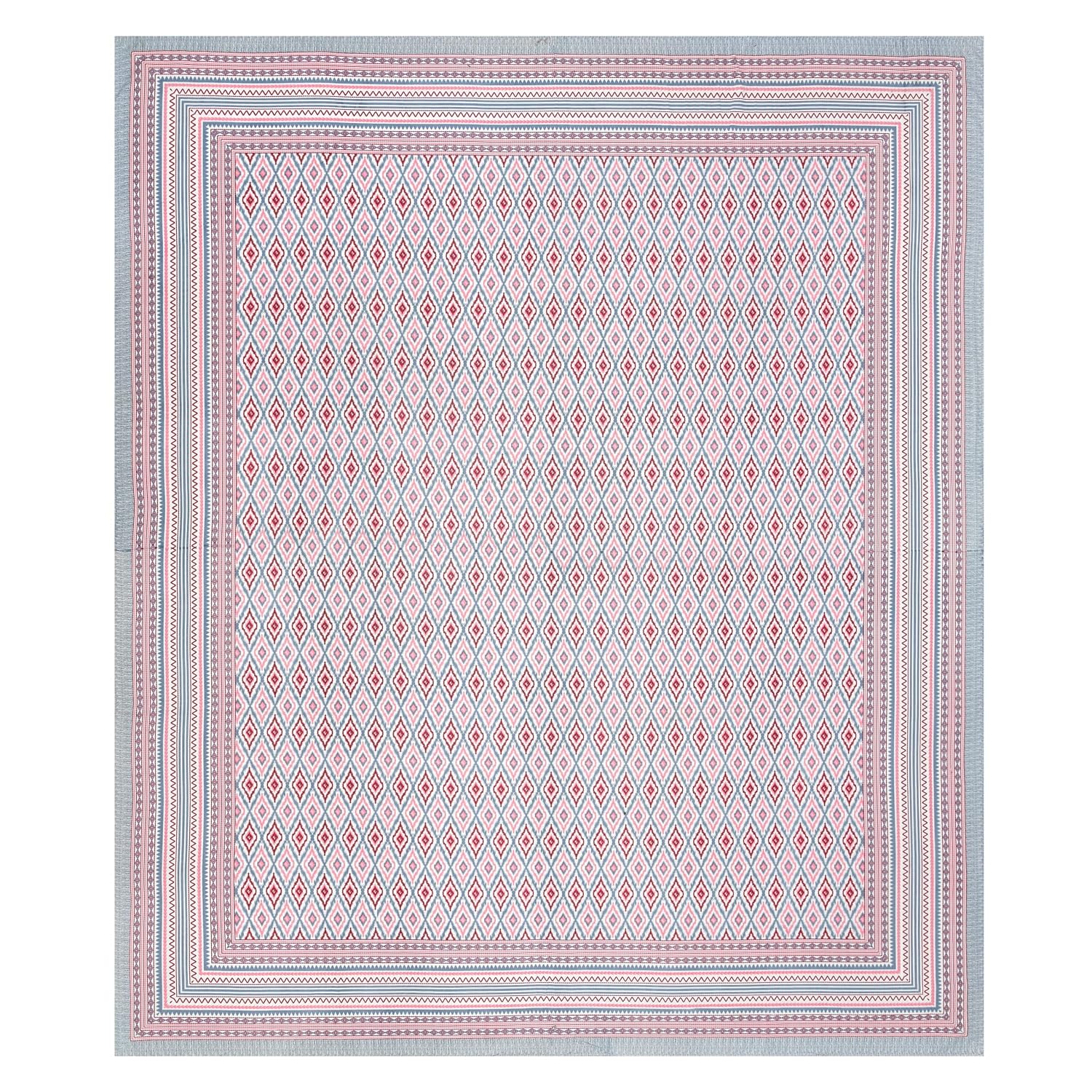 Cotton Queen Size Bedsheet For Double Bed With 2 Pillow Covers | 90 X 108 Inches, Red & Grey | Cotton Bedsheet Is Suitable For All Seasons | Ultra-Soft, Skin-Safe & Breathable Fabric