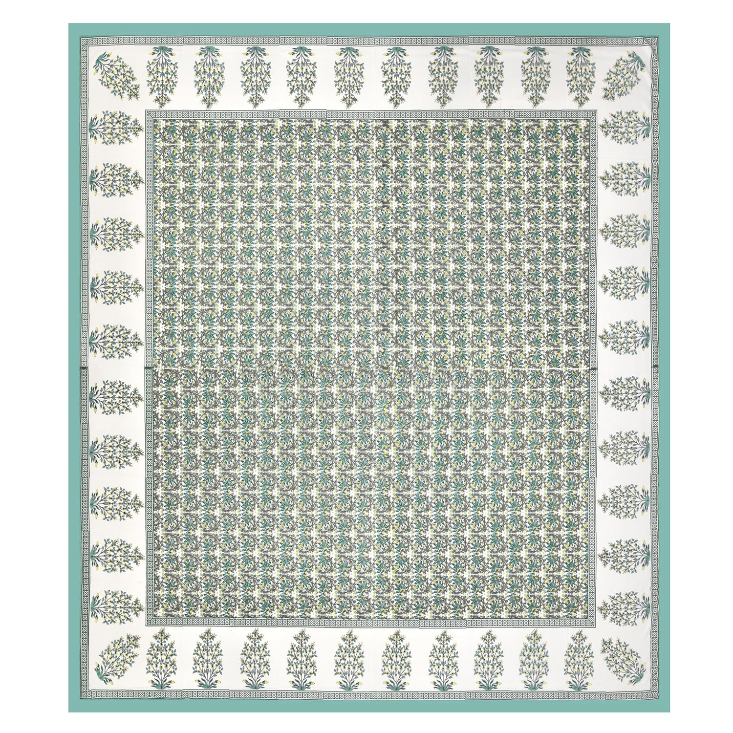 100% Cotton King Size Bedsheet For Double Bed With 2 Pillow Cover - 108 X 108 Inches, Green & White | Extra Soft & Wrinkle Free | Perfect Gifting Wedding, Housewarming Or Festival