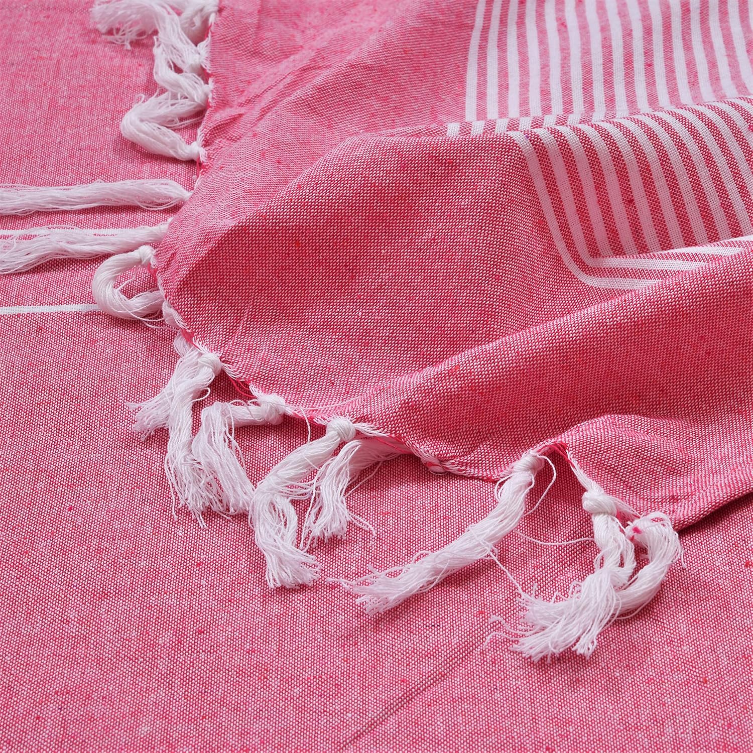 210 TC Double Bedsheet With Two Pillow Cover - Queen Size 90 X 100 Inches, Pink & White | Handloom Cotton Bedsheets For Double Bed | All Season Comfort