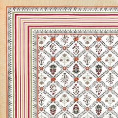 Cotton Queen Size Bedsheet For Double Bed With 2 Pillow Covers | 90 X 108 Inches, White & Orange | Cotton Bedsheet Is Suitable For All Seasons | Ultra-Soft, Skin-Safe & Breathable Fabric
