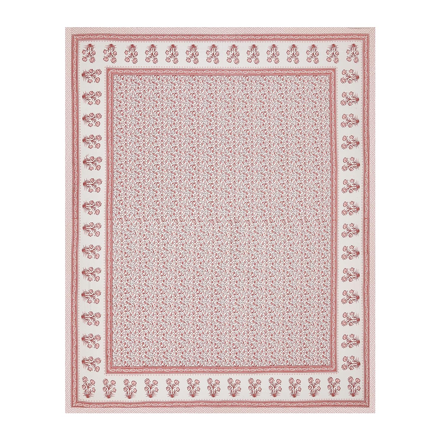 King Size Double Bedsheet With 2 Matching Pillow Covers Set | 90 X 108 Inches, White & Pink - Designer Printed Bedsheet Set | Perfectly Styled & Coordinated Look Bedsheet