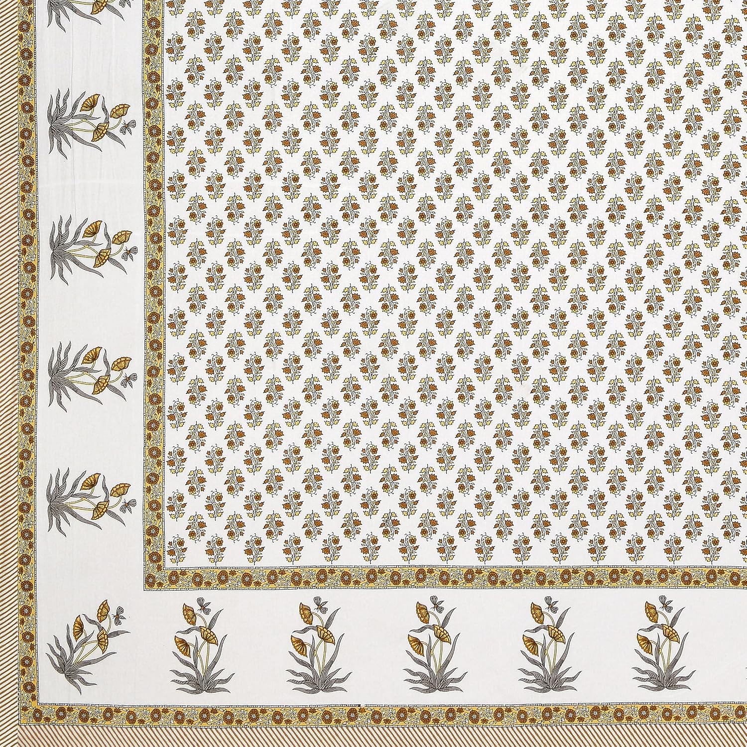 100% Cotton King Size Bedsheet For Double Bed With 2 Pillow Cover - 108 X 108 Inches, Yellow & White | Extra Soft & Wrinkle Free | Perfect Gifting Wedding, Housewarming Or Festival