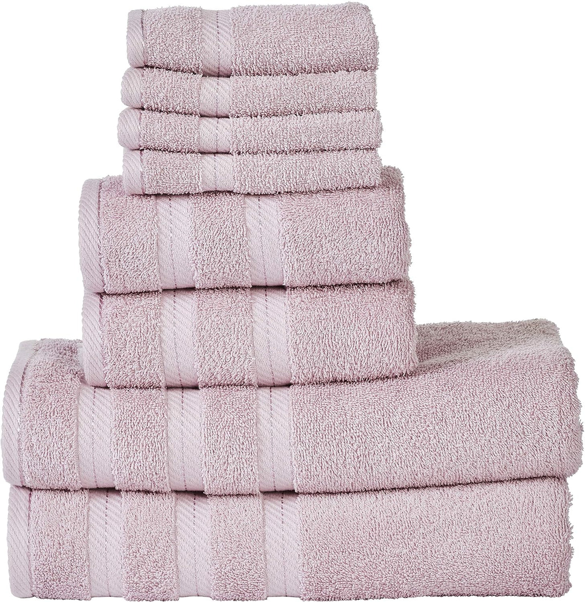 Senses By Riba 2 Bath + 2 Hand + 4 Face Cloths Towel 1.6 Kg (Pink) - Pack Of 8