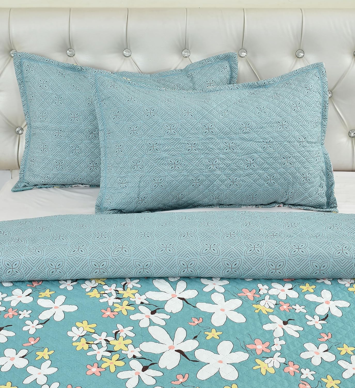 Quilted Double Bedsheet For King Size With 2 Pillow Covers | 90 X 100 Inches, Multicolor - 280 Thread Count Super Soft Bedding Set