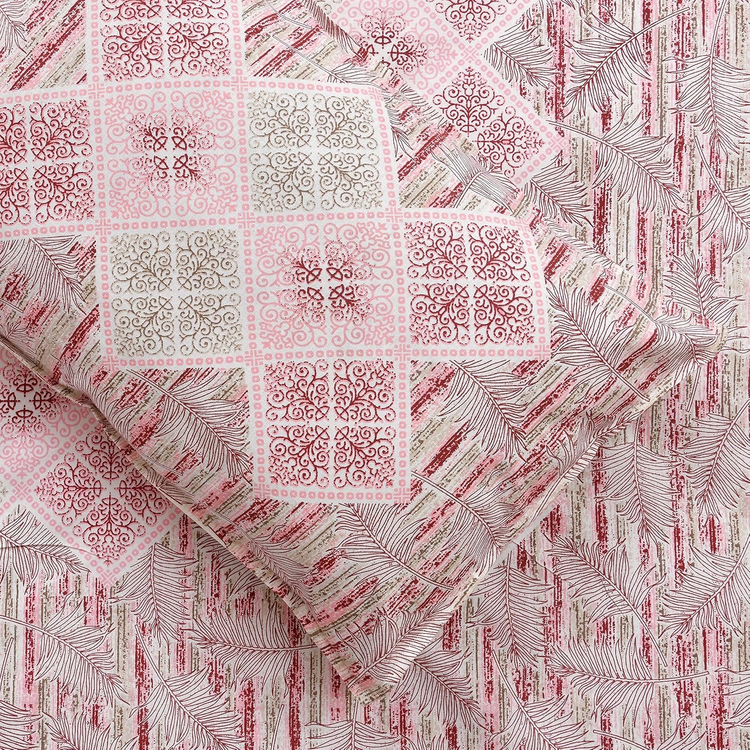 Jaipuri Bedsheet King Size With 2 Pillow Covers - 90 X 108 Inches, Flesh Pink | Luxurious Comfort & Breathability | Super Soft Breathable & Wrinkle Free