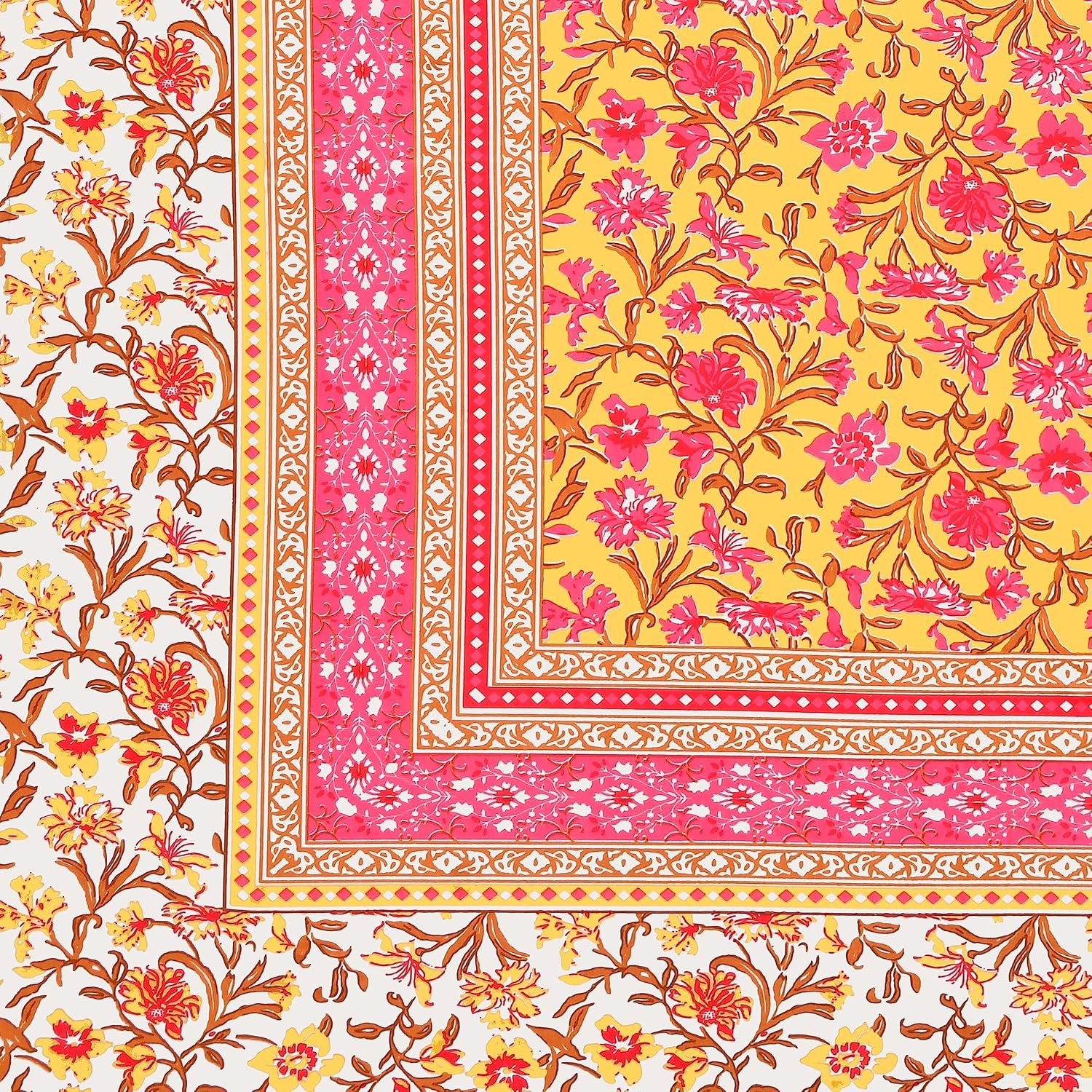 King Size Bedsheet With 2 Pillow Cover - 90 X 108 Inches, Yellow & Pink | Light Weight & Easy To Wash At Home | Resistant For An All-Season Use