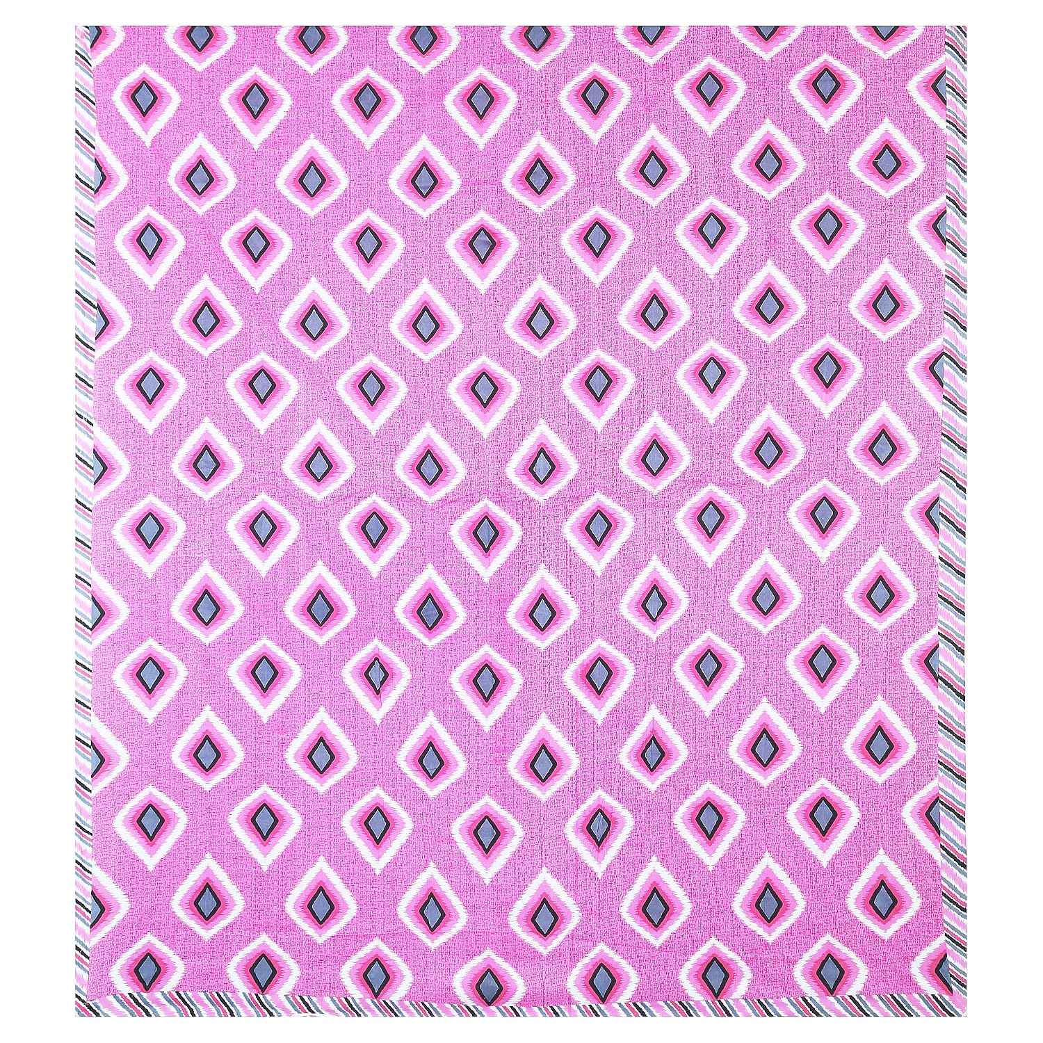 Rajasthani Jaipuri Bedsheets For Double Bed King Size With 2 Pillow Cover - 90 X 100 Inches, Pink & Blue | Skin Friendly Fabric With Vibrant Colors