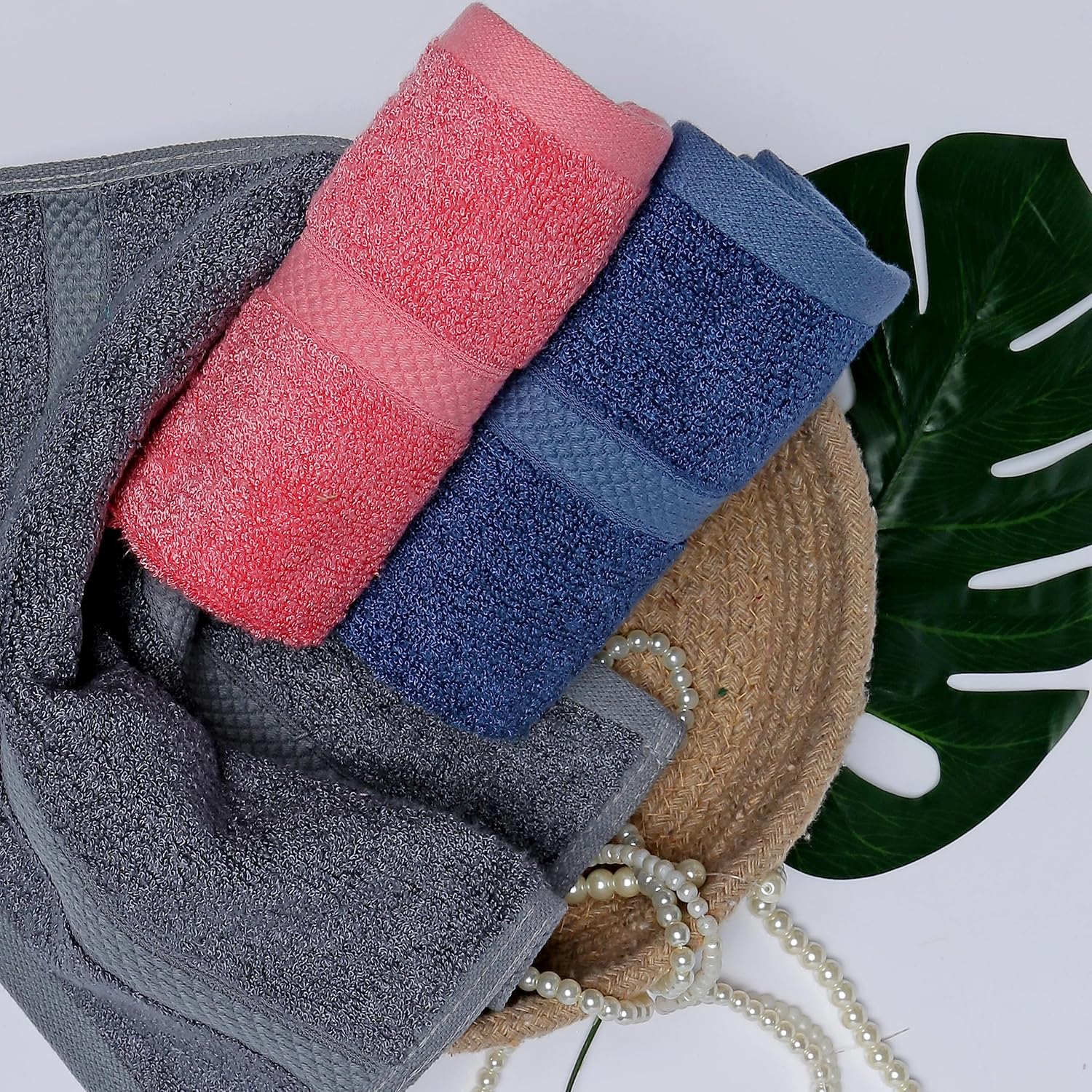 Velve 100% Bamboo Face Towel 600 Gsm | 2x Softer & Absorbent Than Cotton Towels | Skin Friendly With Non-Toxic Colors (Royal Blue, Grey & Pink)- Pack Of 3