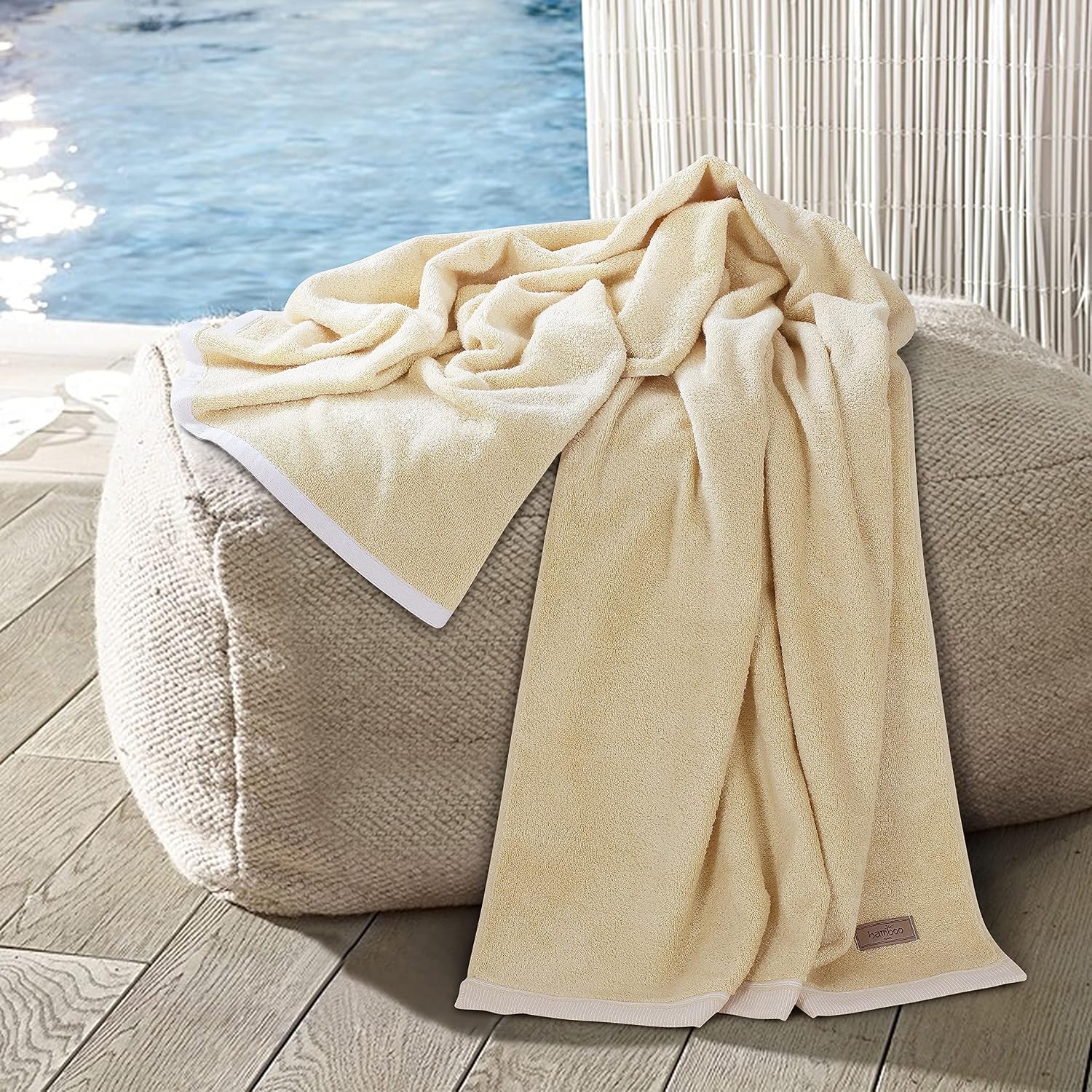 Spread Spain Bamboo Bath Towels 360 Gsm | Large Size Bamboo Bath Towel High Absorbent & Soft Bath Towel For Men & Women (Beige)