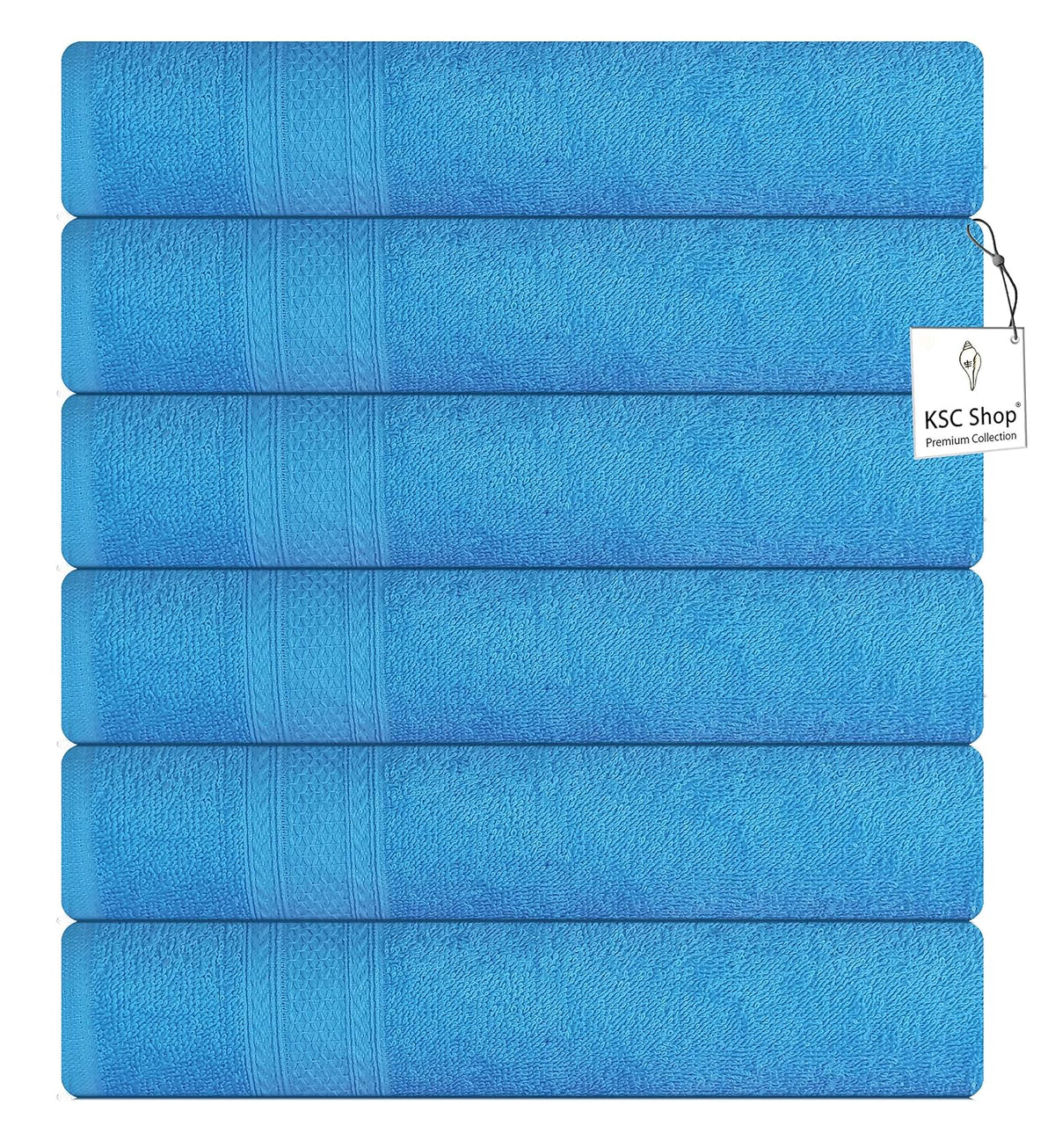 Ksc Shop Royal Cotton Hand Towel 750 Gsm - Set Of 6 (Sky Blue)