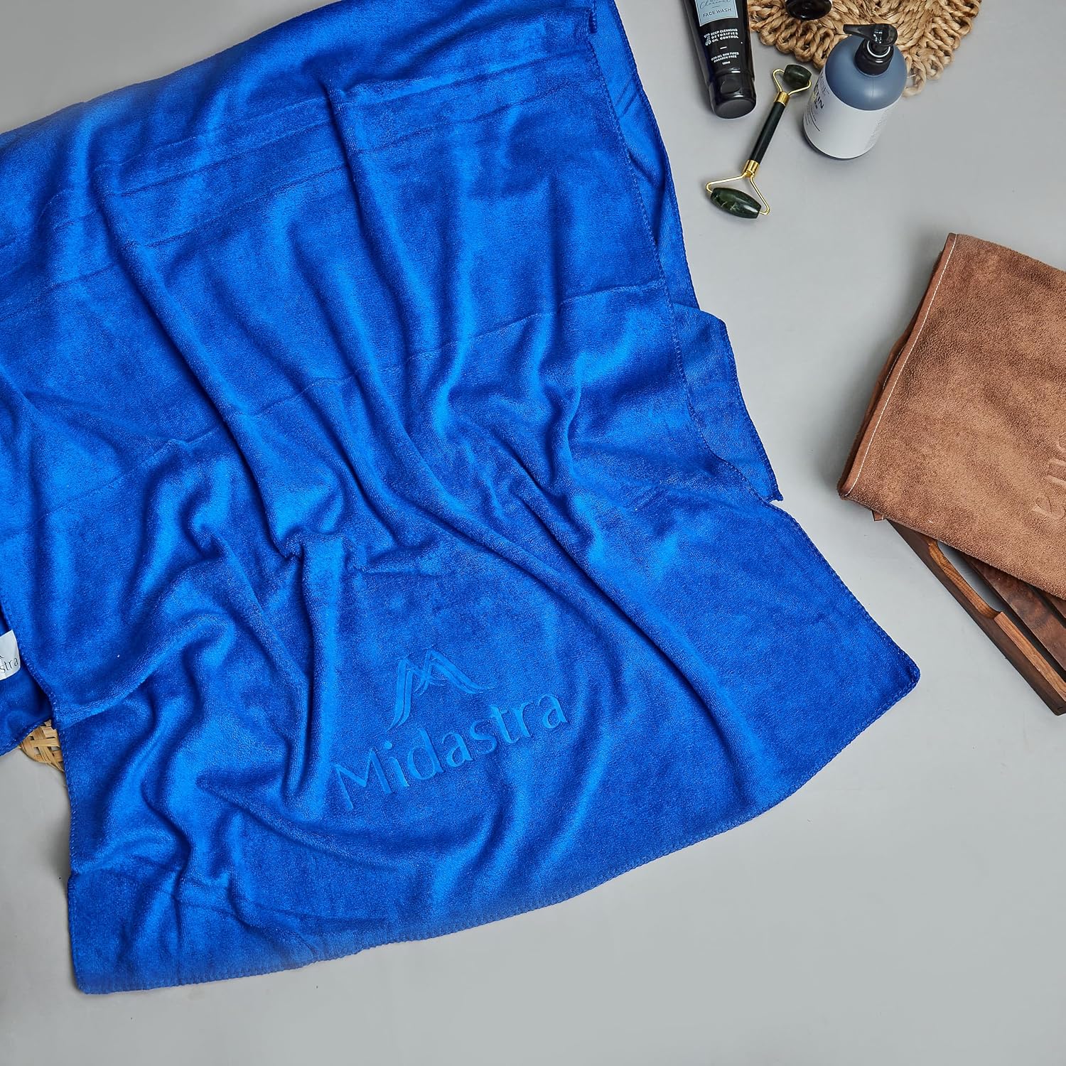 Midastra Microfiber Bath Towel 500 Gsm | Fast Drying, Extra Soft & Absorbent, Perfect For Home, Gym, Travel Bath Towel (Blue)