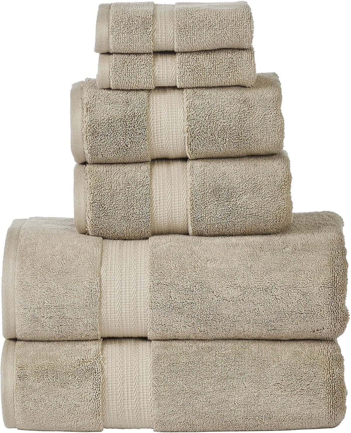 Senses By Riba 2 Bath + 2 Hand & 2 Wash Cloth Towel 1800 Gsm | All Cotton Premium Hotel & Spa Quality, Highly Absorbent Towel (Taupe) - 6 Piece